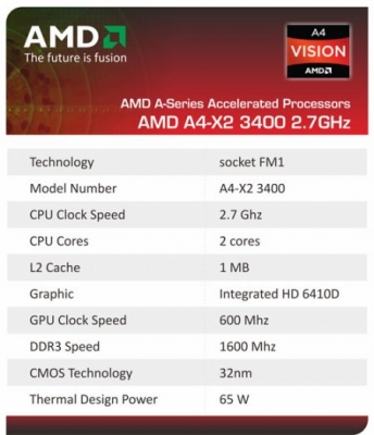 AMD S.FM1 APU A4 X2 3400  large
